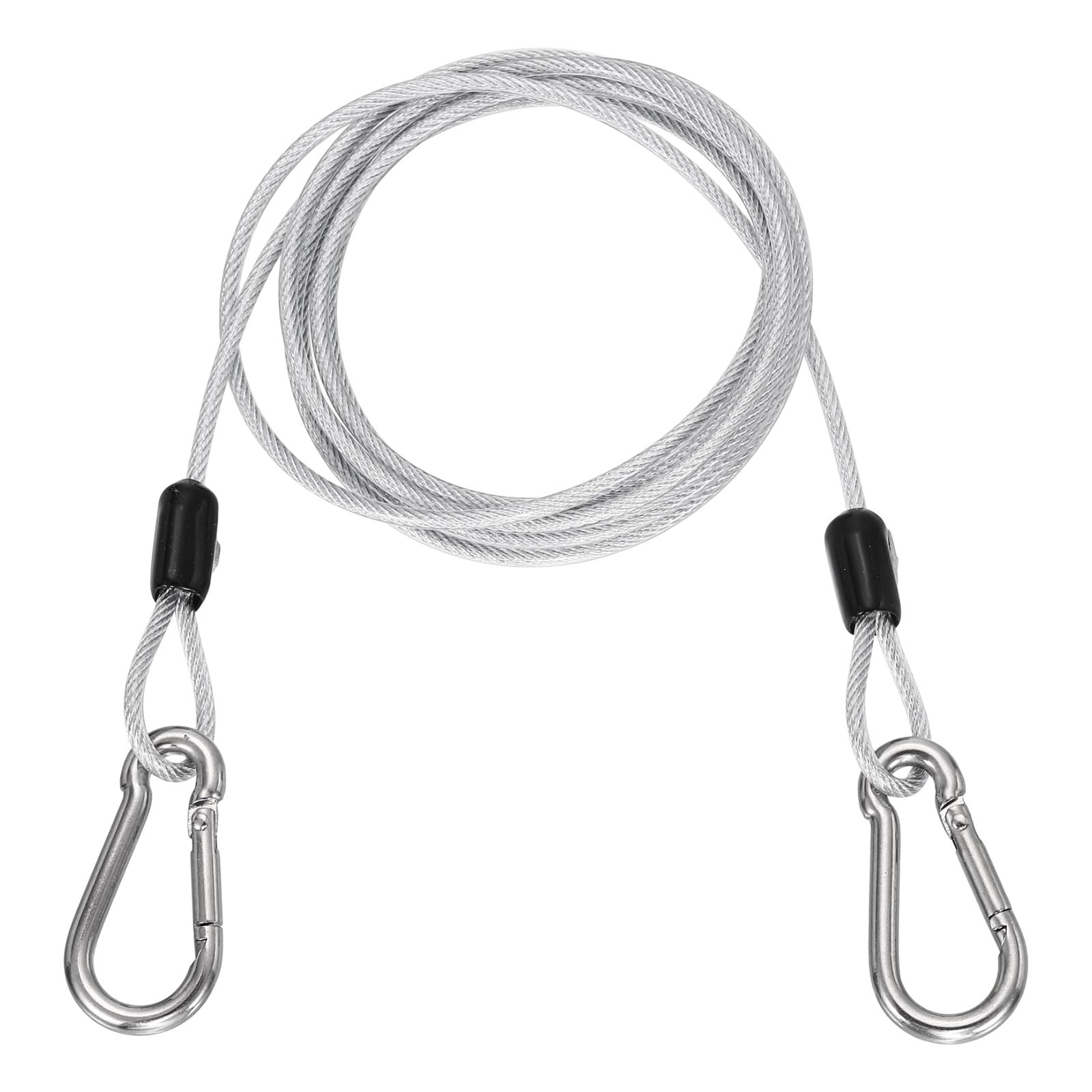 PATIKIL 1.5m Cavo Di Sicurezza In Acciaio Con Gancetto A Scatto, 1Pcs Cavo Flessibile Rivestito In PVC A Doppio Anello Per Bicicletta Catena Di Sicurezza Per Bagaglio, Trasparente