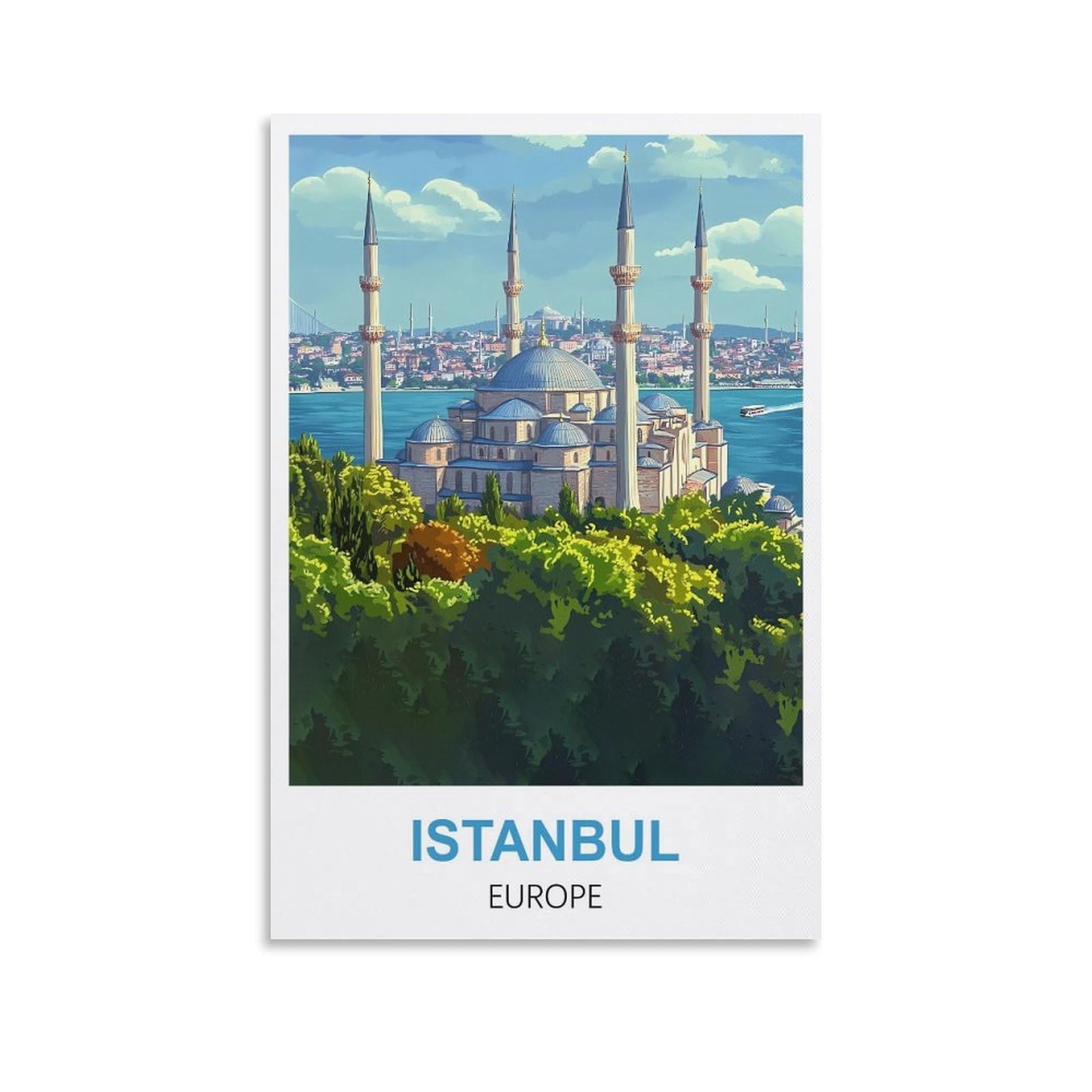 EZMLFA Diamond Painting Art Kits,Istanbul Europe,5D Diamond Painting Kit for Adults Beginners, DIY Full Round Drill Gem Art Kits for Home Decor 50x60cm