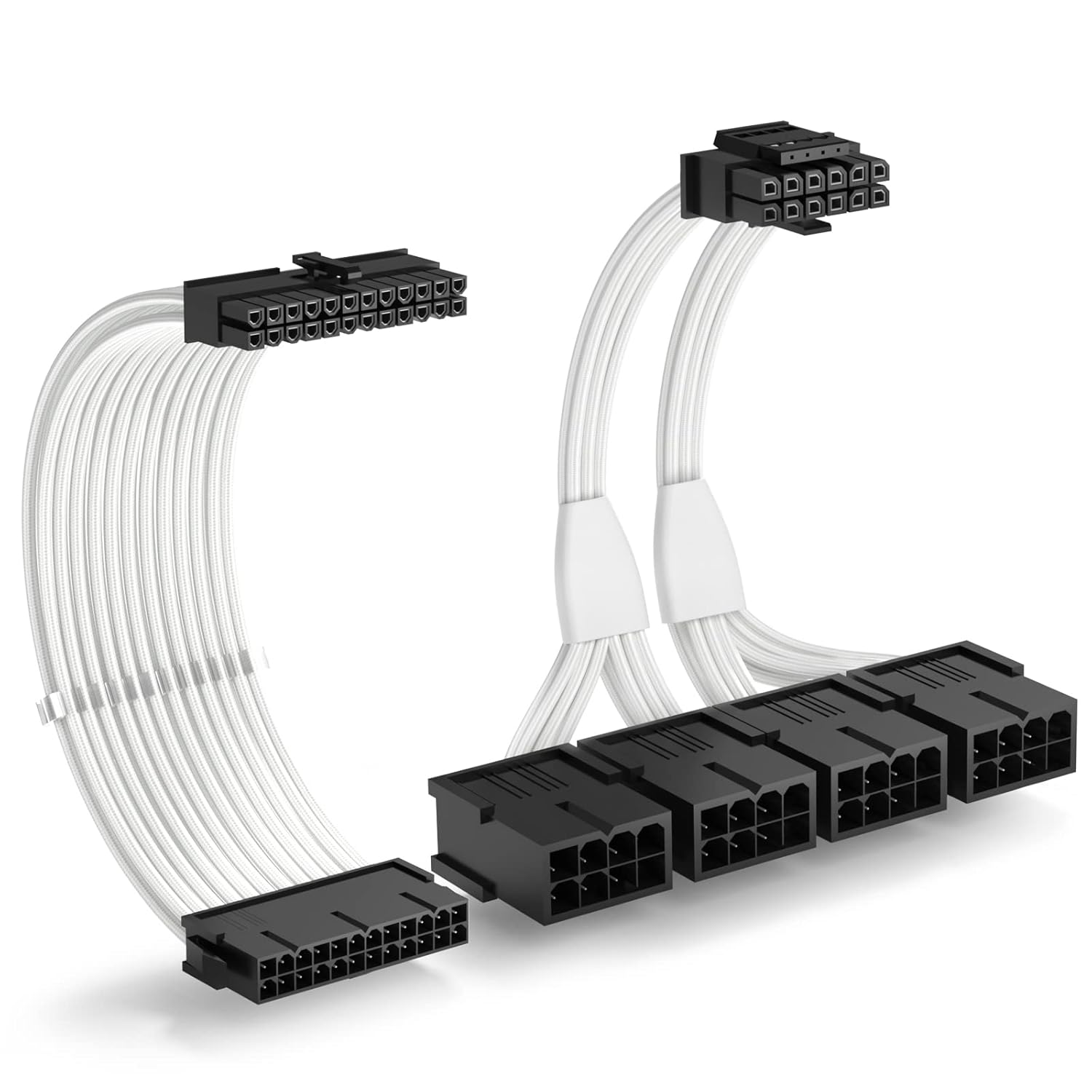 Agtray PCI-e 5.0 RTX 4090 4080 Power Cable Extender Cord with ATX 24Pin Motherboard Extension Cable, 12VHPWR PCIE 5.0 GPU Sleeved Extension Cord Compatible with GeForce RTX 4090/4080/3090Ti (White)