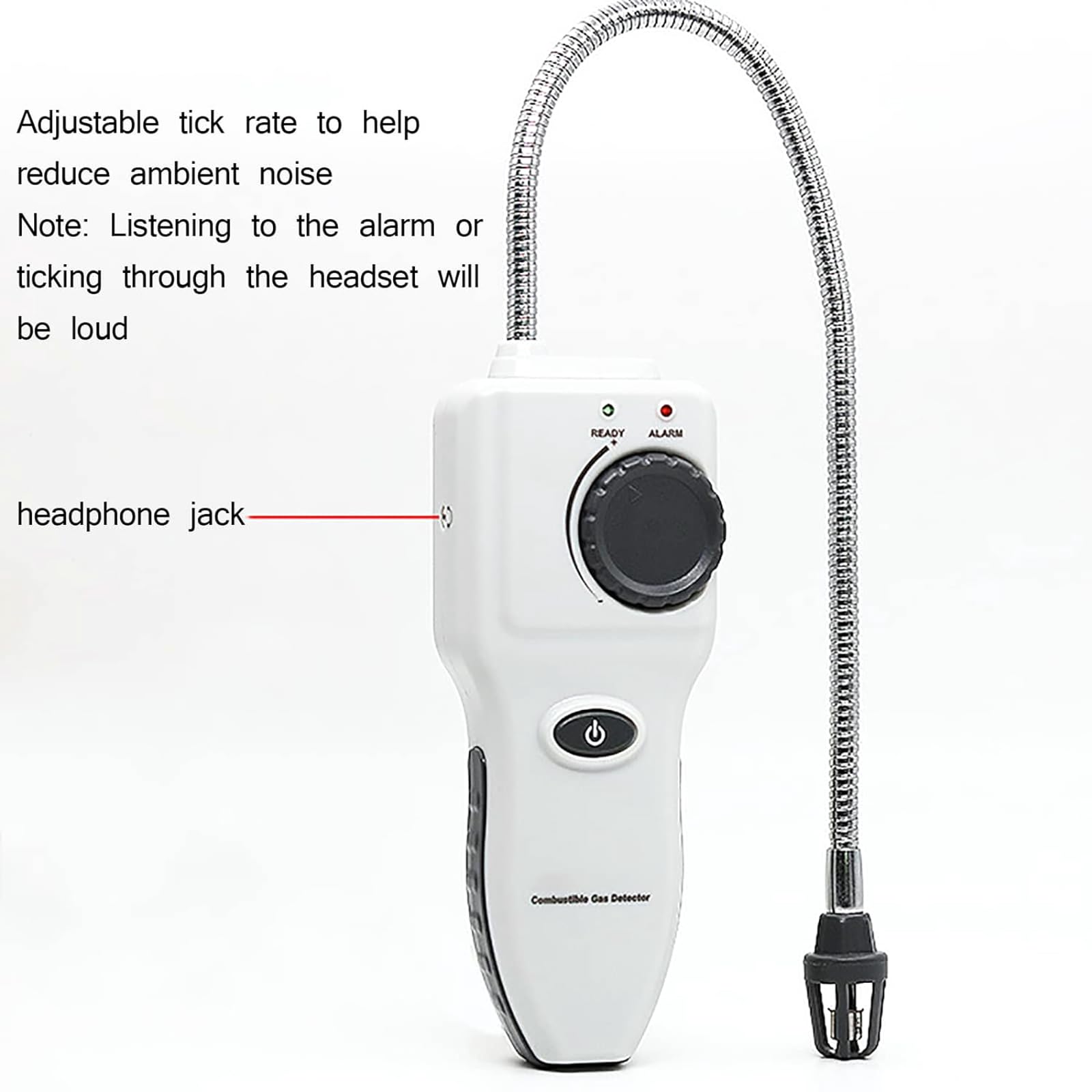 Detector De Fugas De Gas Portátil, Rastreador De Gas De Mano con Sonda Flexible De Cuello De Cisne De 35 Cm, Alarma Sonora Y Zumbador, Sensibilidad De 50 Ppm De Metano Y Respuesta Rápida