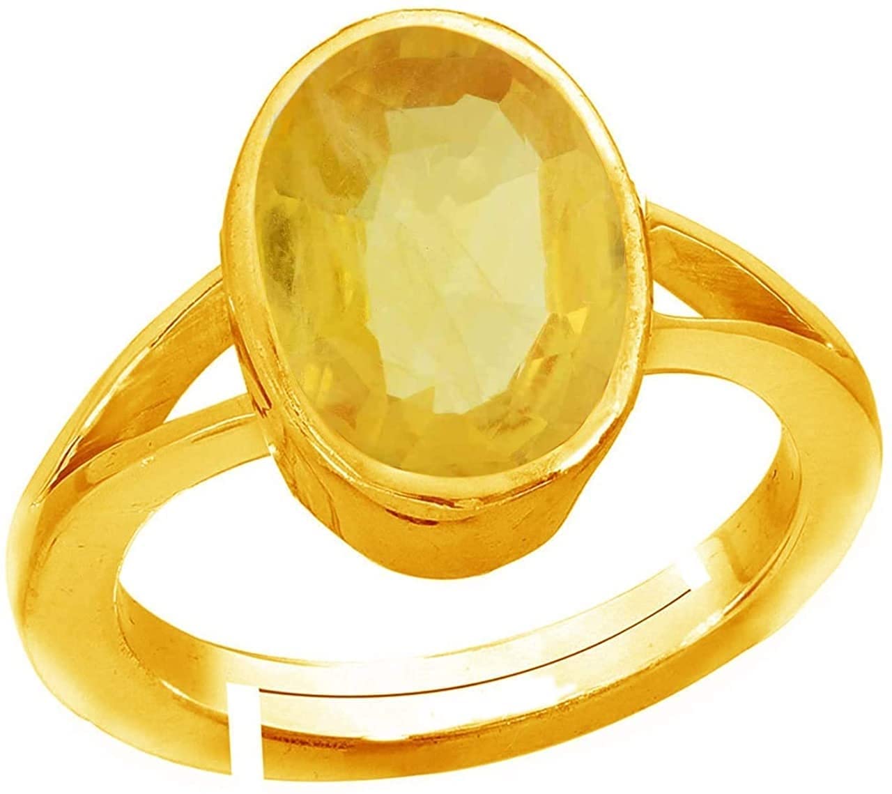 RRVGEM natural 7.25 Ratti 7.00 Carat natural yellow sapphire/pukhraj panchdhatu ring gold Plated Ring for Men's/Women's By Lab - Certified