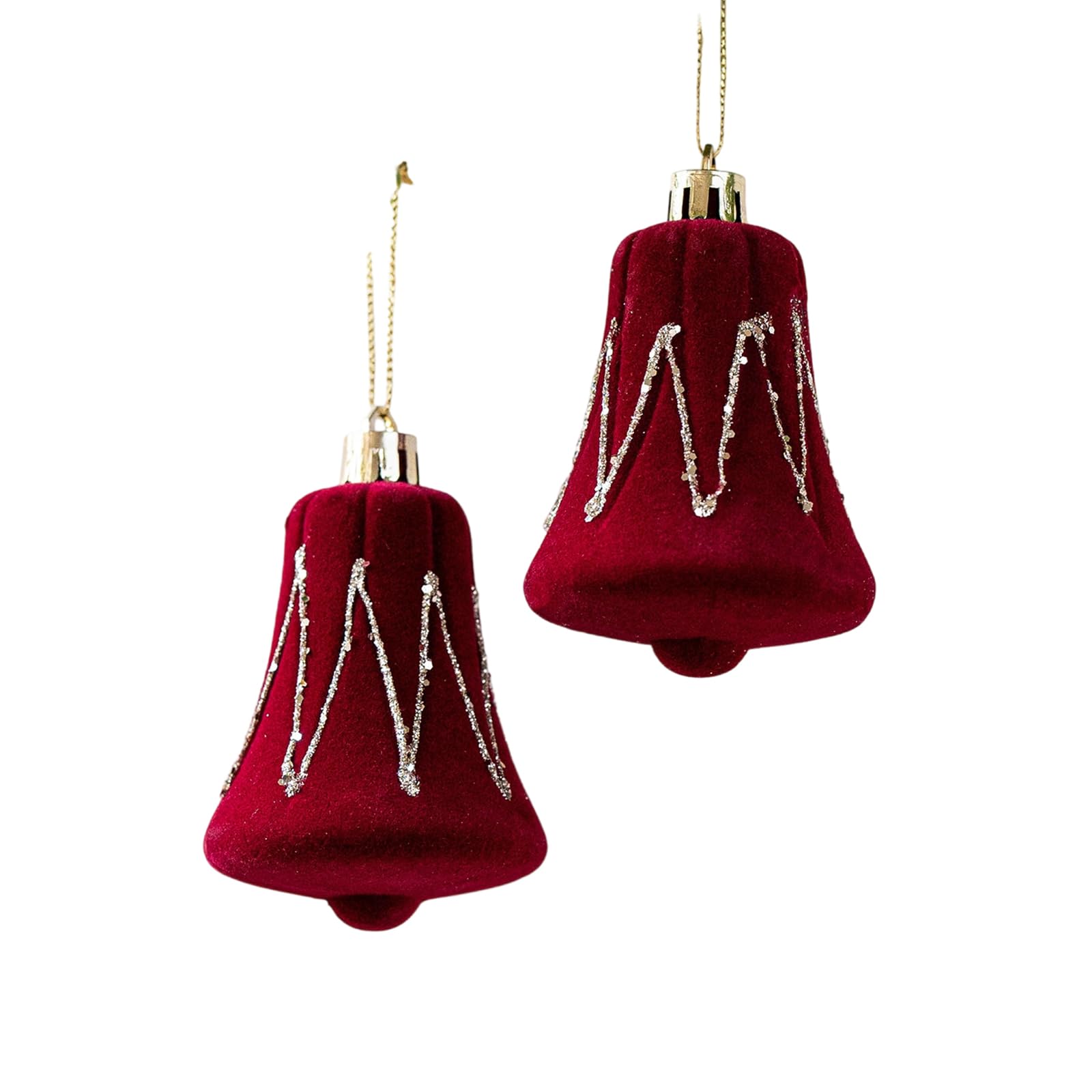 Tsophreniq Christmas Tree Velvets Bells Bowknot Canes Ornament Shatterproof Decoration for Indoor Use Home Accent Christmas Bells Bowknot Ornament