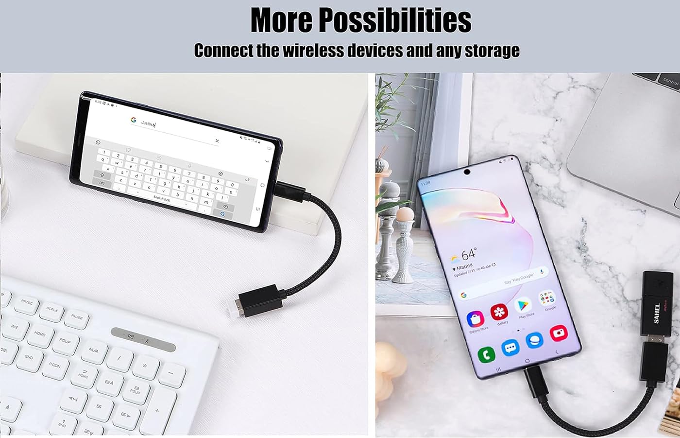 TECHGEAR USB C 3.1 OTG Adapter Kabel Kompatibel Mit Xiaomi 15/14/13/12/11/10 Pro, Redmi Note 14/13/12/10/9, Poco F7/F6/F5/X7/X6/X5/M7/M6/M5 Redmi Pad, On The Go USB Typ C Auf USB Buchse Host Adapter