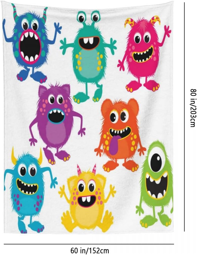 LOKMU Throw Blanket, Kids Cute Cartoon Fluffy Monsters Ultra-Soft Cozy Flannel Blankets, Fuzzy Plush Lightweight Modern Blanket for Couch Sofa Bedding Home Decor, 60" L x 50" W - Image 4