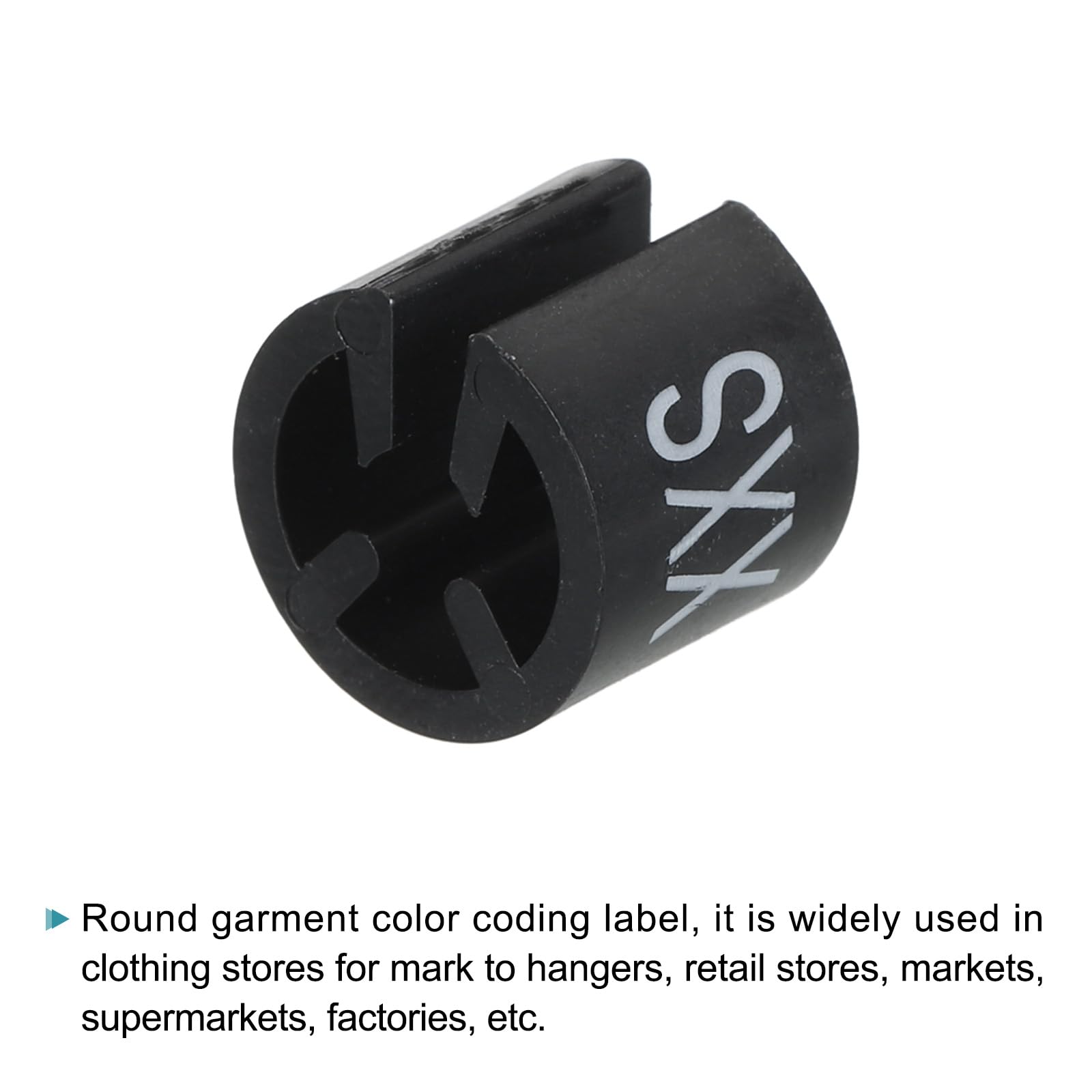PATIKIL Plastic Clothes Hanger Markers - Size L, Color Coding Labels For Garment Racks, Pack Of 100 (Black)