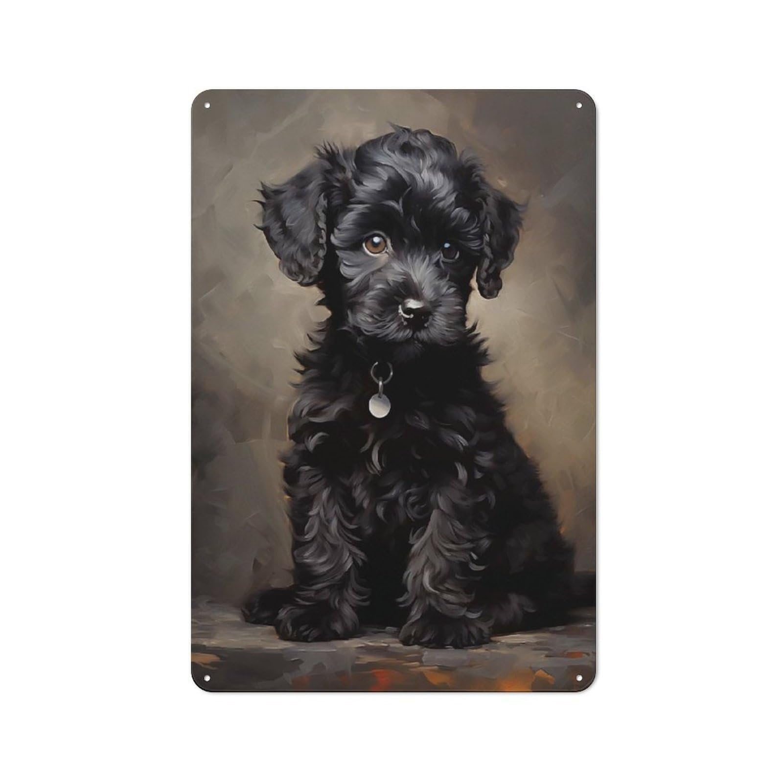 Junmoney Style-7 Black Poodle Puppy Industrial Metal Wall Decor 30X20cm, Retro Metal Sign For Workshop, Basement, Shed Or Games Room