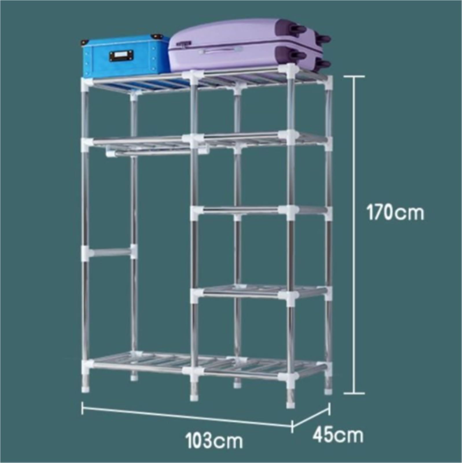 Armadio Pieghevole, Semplice Copertura for Armadio Portatile, Armadio for La Casa, Ripiani, Organizer for Riporre I Vestiti Spogliatoio(Grün,103x45x170cm)
