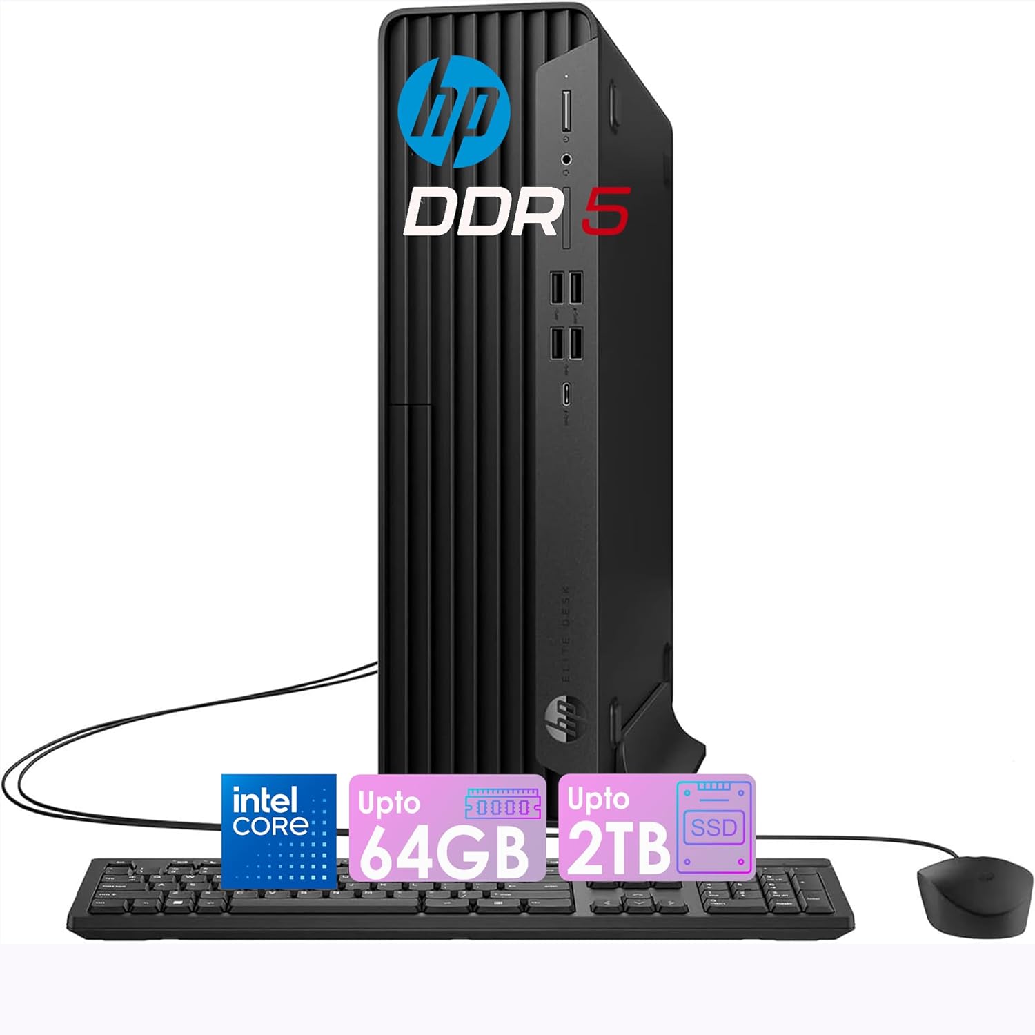 HP EliteDesk SFF Desktop Computer, AMD Ryzen 5 8500G(Outperforms Core i7-1255U), 16GB DDR5 RAM, 1TB Storage (512GB PCIe SSD+512GB External), Dual Monitor HDMI + DisplayPort, RJ-45, Wi-Fi, Windows 11