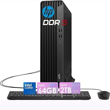 HP EliteDesk SFF Desktop Computer, AMD Ryzen 5 8500GOutperforms Core i7-1255U, 24GB DDR5 RAM, 1.5TB Storage 1TB PCIe SSD+512GB External, Dual Monitor HDMI + DisplayPort, RJ-45, Wi-Fi, Windows 11