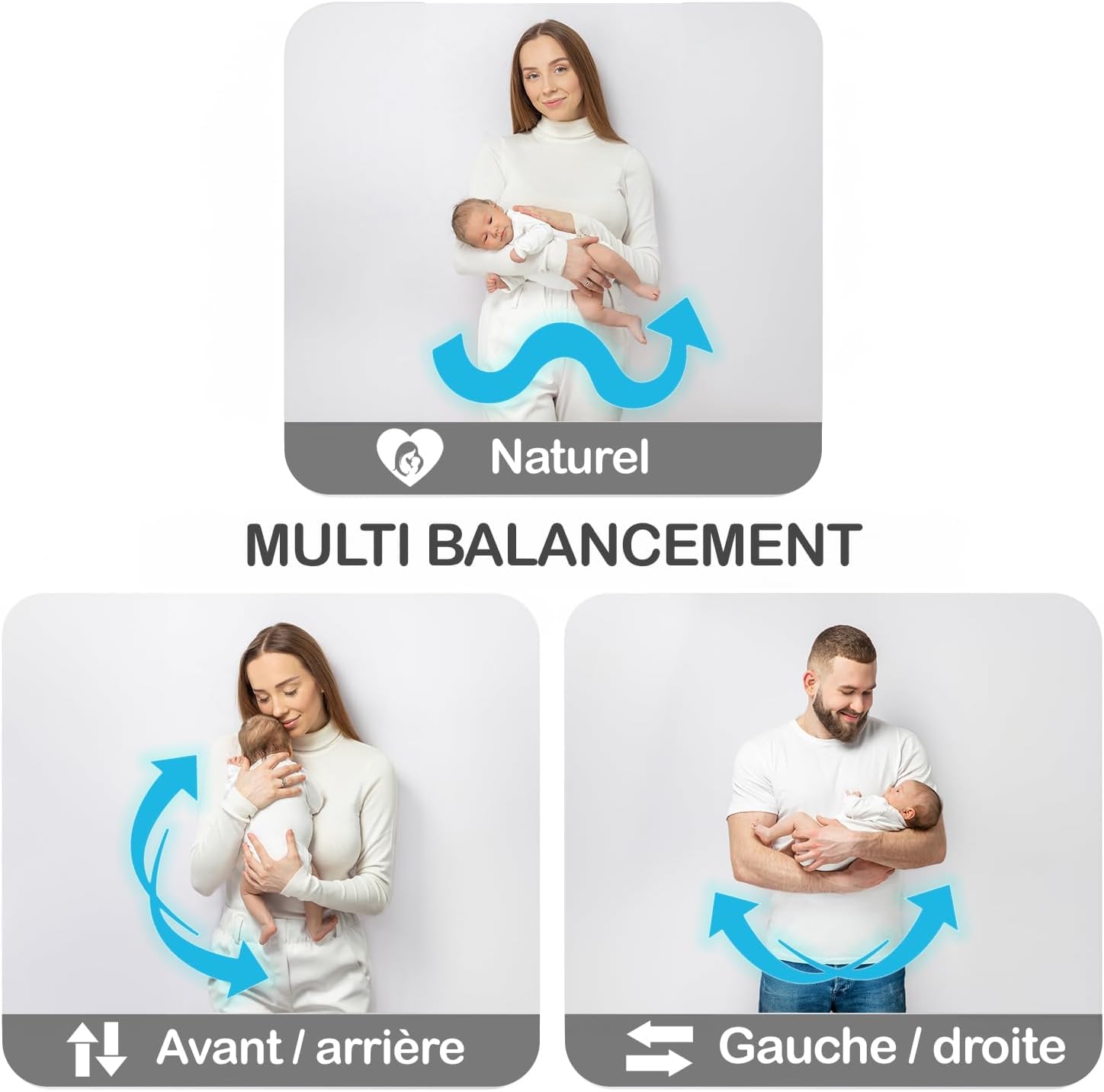 BEBE2LUXE EMY : Balancelle Bebe/Transat Bebe électrique, Effet Bois (Gris) (Beige)