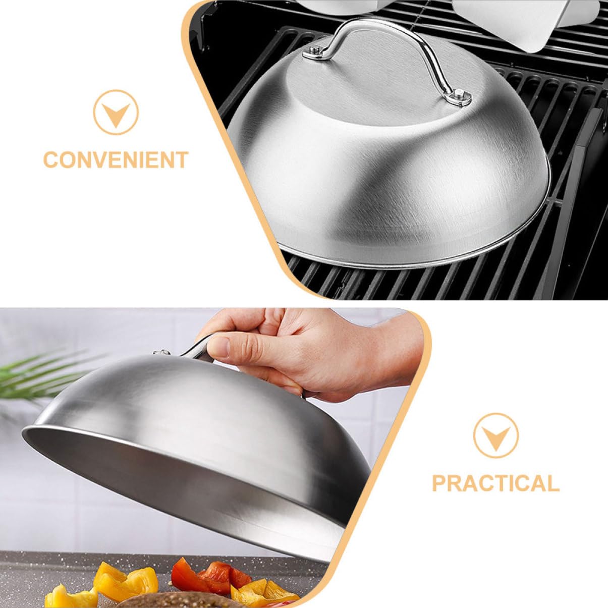 Coperchio per Pentola in Acciaio Inossidabile 2 Pezzi 23cm Design Versatile e Superficie Liscia Pratico e Facile da Conservare per Barbecue e Cucina
