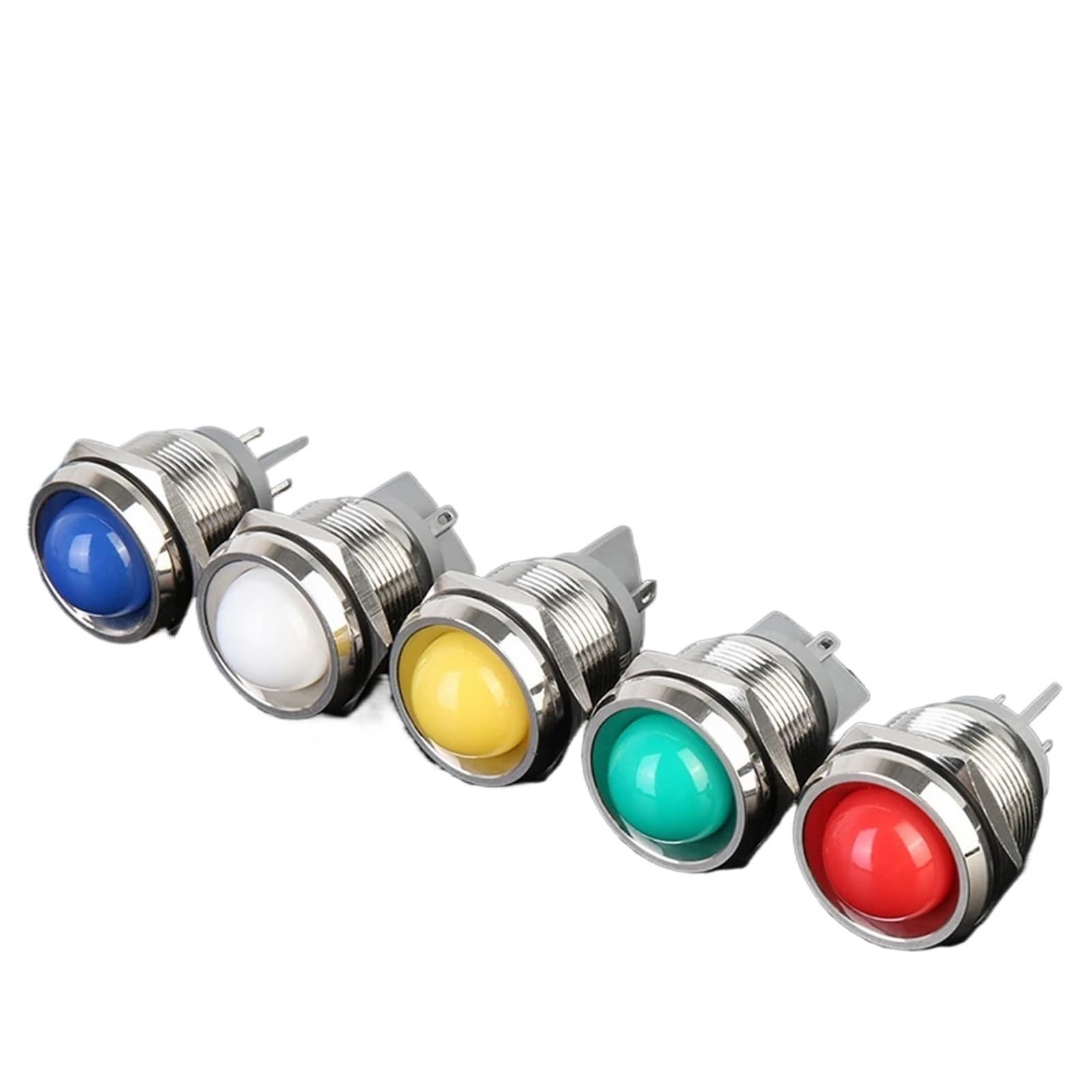 10 sztuk metalowych lamp sygnalizacyjnych 22 mm AC/DC 3 ~ 220 V LED lampka kontrolna IP65, wodoszczelne światło i 2-biegunowe przyłącze (zielone światło, 3 V-6 V)