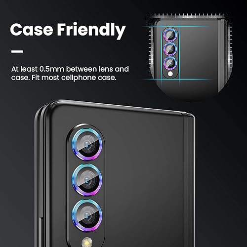 Miniatura 7 de 2 juegos para Samsung Galaxy Z Fold 4 5G, protector de lente de cámara de vidrio templado 9H, protector de pantalla de metal 3D, anillo individual