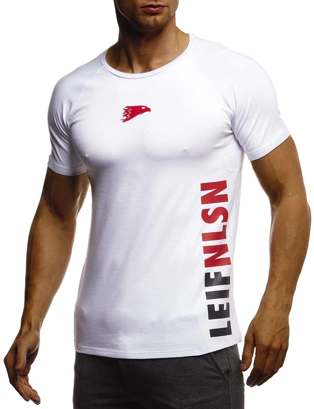 Leif Nelson 6279 Men's Fitness / Gym T-Shirt, Slim Fit, Modern Men's Bodybuilder / Training Shirt, Short-Sleeved Top, Clothing for Bodybuilding Training