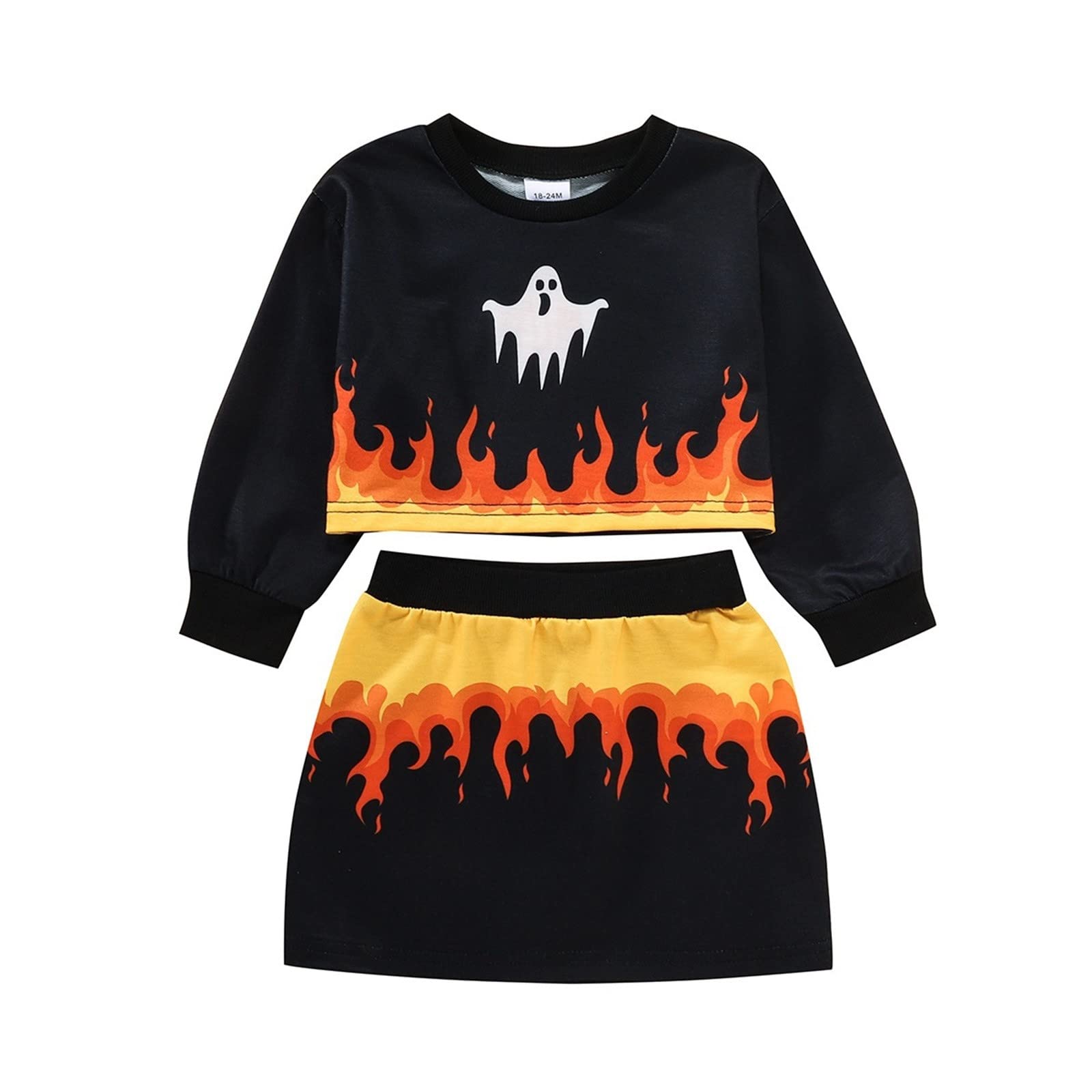 MoonkerInfant Tops Pants Clothing Kid Baby Girls Hallowmas Long Sleeve Sweatshirt Blouse Tops Cute Cartoon Skirt Outfit Set
