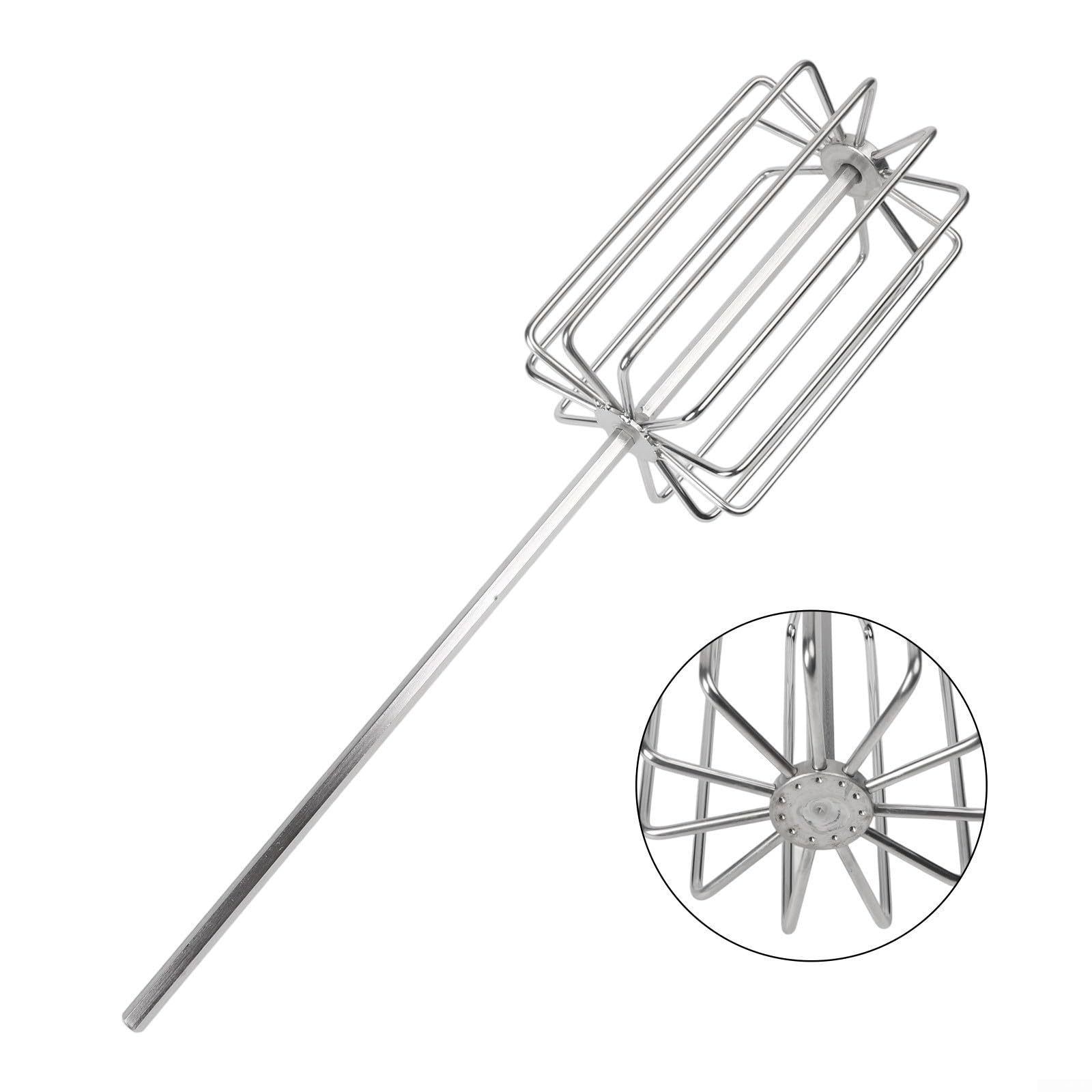 Edelstahl Groundbait Mixer mit 11 Klingen für Karpfenangeln, Robuster Köder Rührbesen zum gleichmäßigen Verteilen von Aroma, Langlebiger Futtermittel Mischer für Teich und See, Silber 43cm