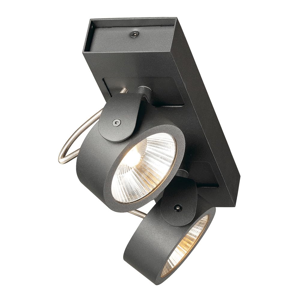 SLV Applique murale et plafond en aluminium - Éclairage mural et plafond - Éclairage intérieur - Spot LED - Lampe murale - Spot mural - 3000 K - 31 W - 2000 lm - Noir - Intensité variable