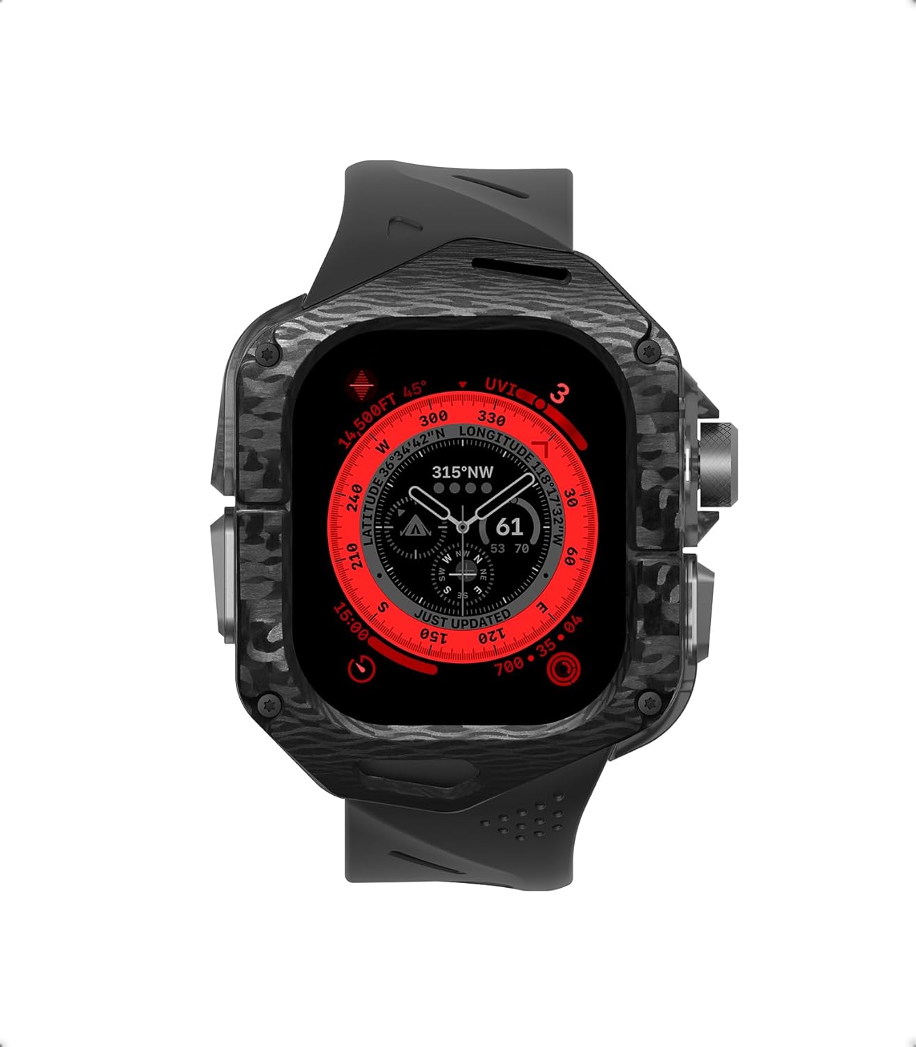 Product image of Aulumu A01 Carbon Fibre Case with Apple Watch Ultra Band 49MM | Luxury Lightweight Design | Only for Apple Watch Band Ultra 1/2/3 49mm | Carbon Fibre Case with Black Straps