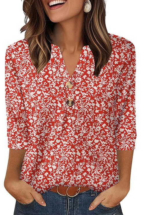OFEEFAN Christmas Tunic Women Fall Clothes Plus Size Winter Clothes Oversized Sweaters Maternity Clothes Red Floral Xl