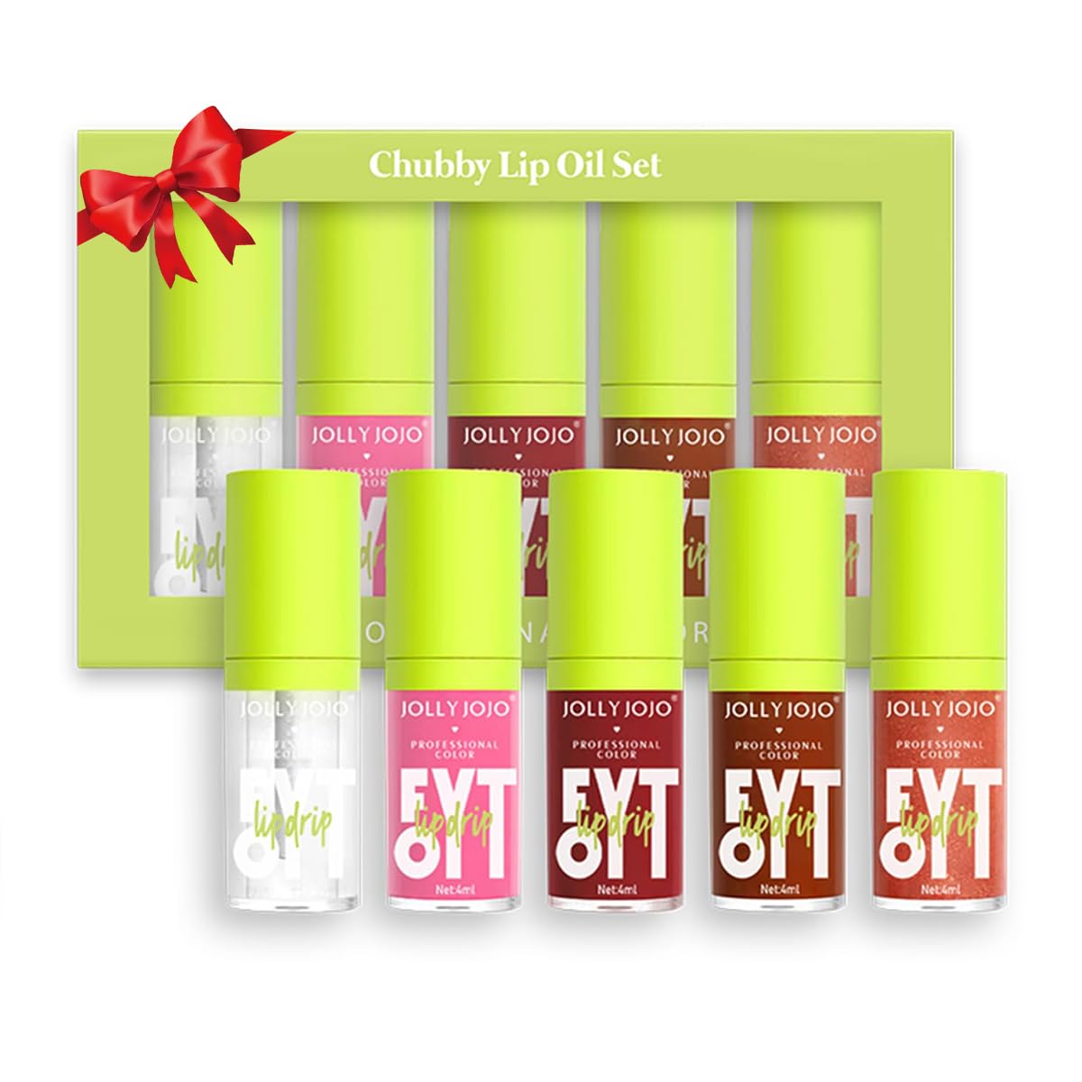 Lip Gloss Oil Set- 5 Colors Hydrating Lip Glow Gloss for Women Girls Teens green