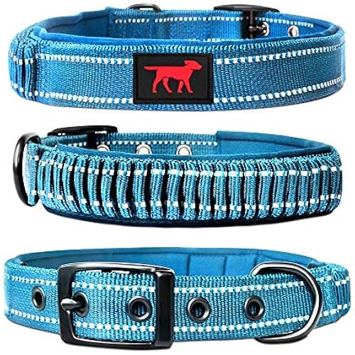Tuff Pupper Heavy Duty Dog Collar with Handle | Ballistic Nylon Heavy Duty Collar | Padded Reflective Dog Collar with Adjustable Stainless Steel Hardware | Convenient Sizing for All Breeds