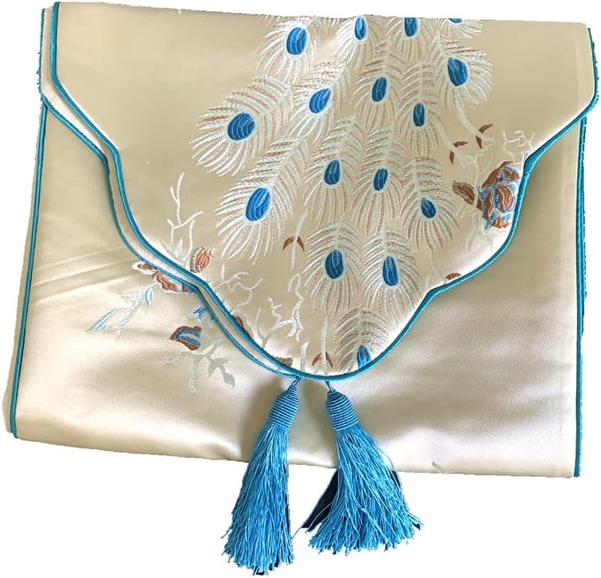 JSEIAJB Peacock Embroidery Table Runners Tassel Table Decor Accessories Party Wedding Decor Table Art(32x176cm)