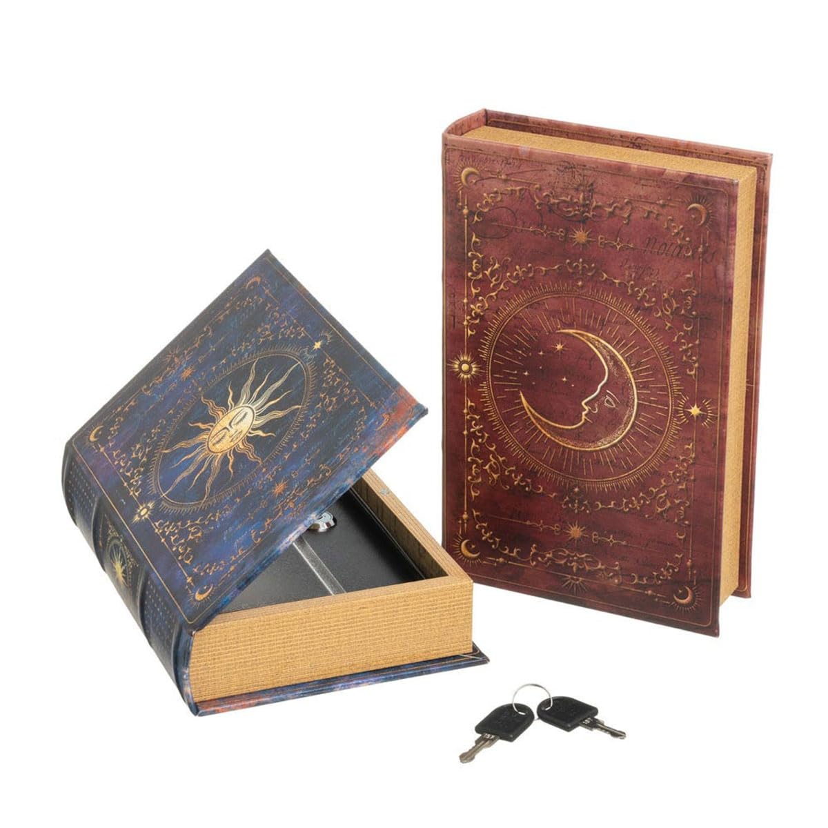 Boites livres coffre-fort Soleil et Lune à clé pour sécuriser bijoux et secrets de valeur