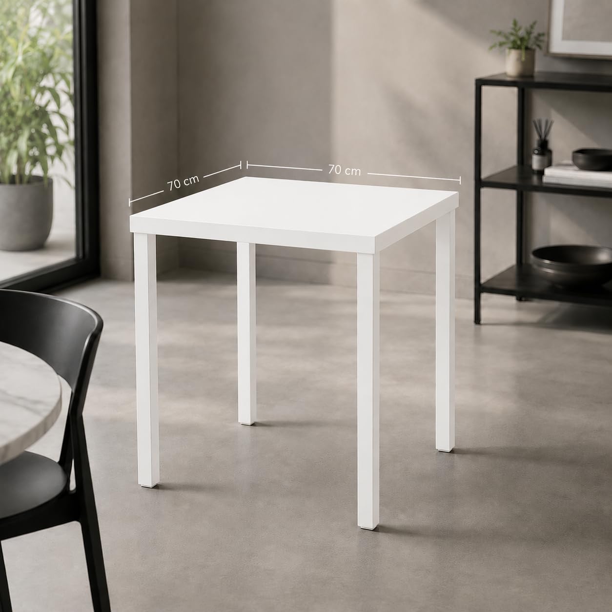 MA MAISON Tavolo Autolivellante da Esterno 70x70 cm - in Lamiera, da Giardino, da Balcone, da Bar, Smontabile, Design Moderno, Versatile, per 4 Persone, Resistente - Made in Italy (Bianco)