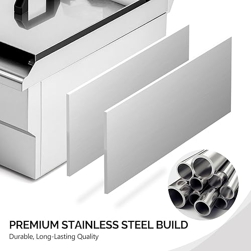 Miniatura 6 de ROVSUN Freidora eléctrica de 24.9 cuartos de galón con cestas de freír temporizador, desagües y tapas, 3400 W de doble tanque para encimera de