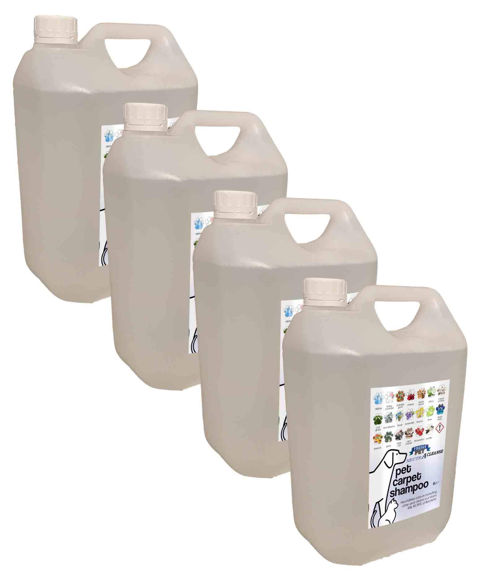 Fresh Pet Ultimate Carpet Shampoo - made to tackle Pet Odour - 20L (4 x 5L) Range (CLEAN COTTON)