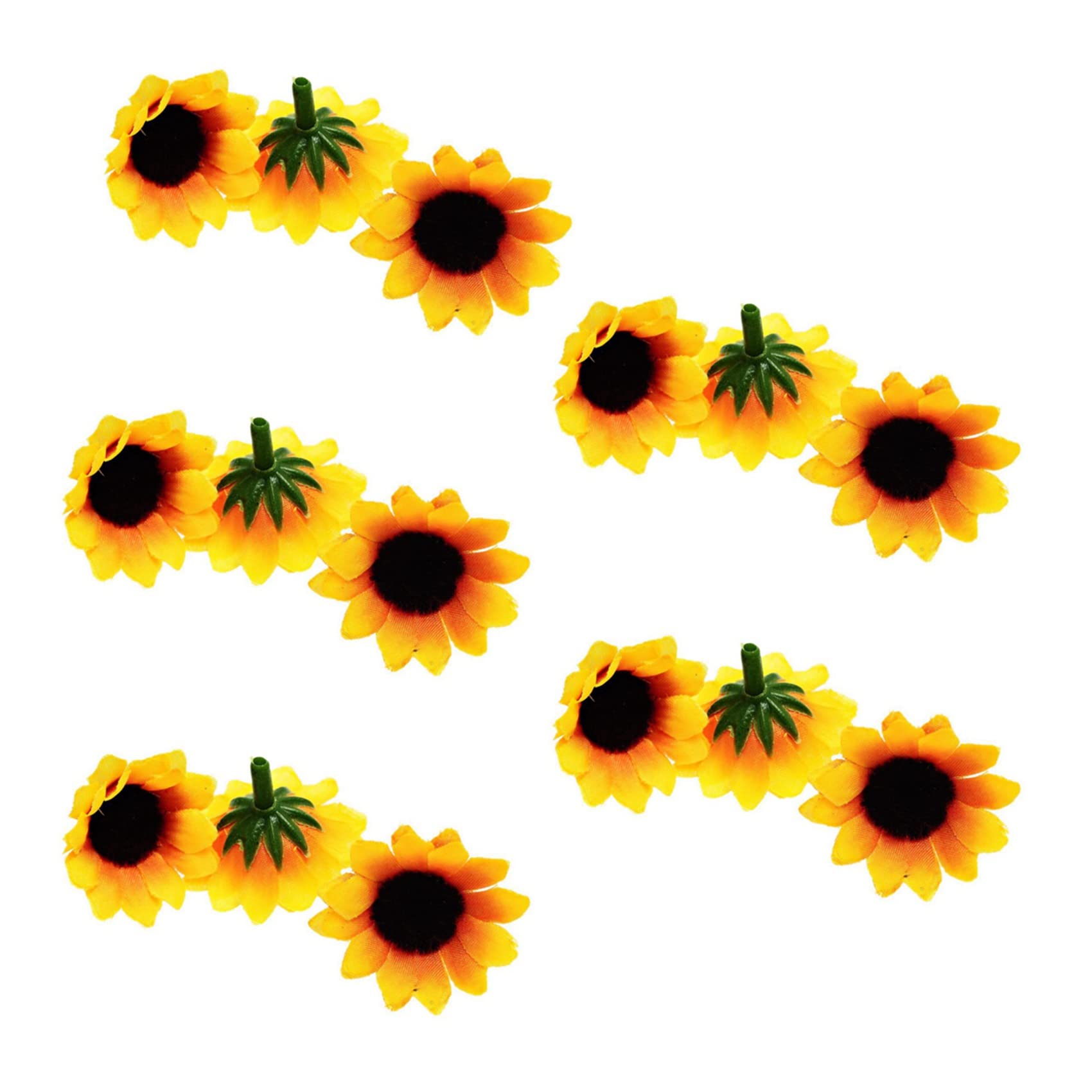 Hndhbfgrt 500 Pcs Artificial Sunflower Little Daisy Gerbera Flower Heads for Wedding Party Decor (Yellow&Coffee)