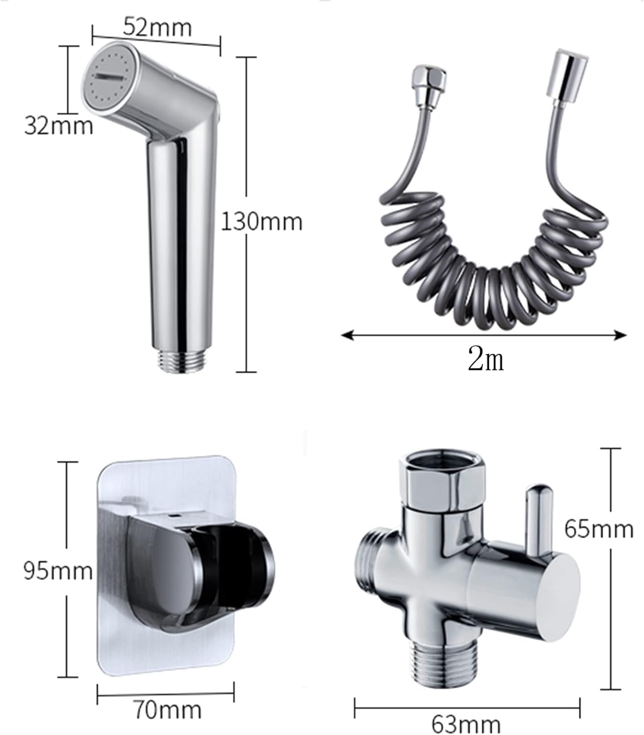 Toilet Bidet Kit - Handheld Bidet Sprayer - Chrome Toilet Shower Head with Hose and Holder Wall Mounted — view 7