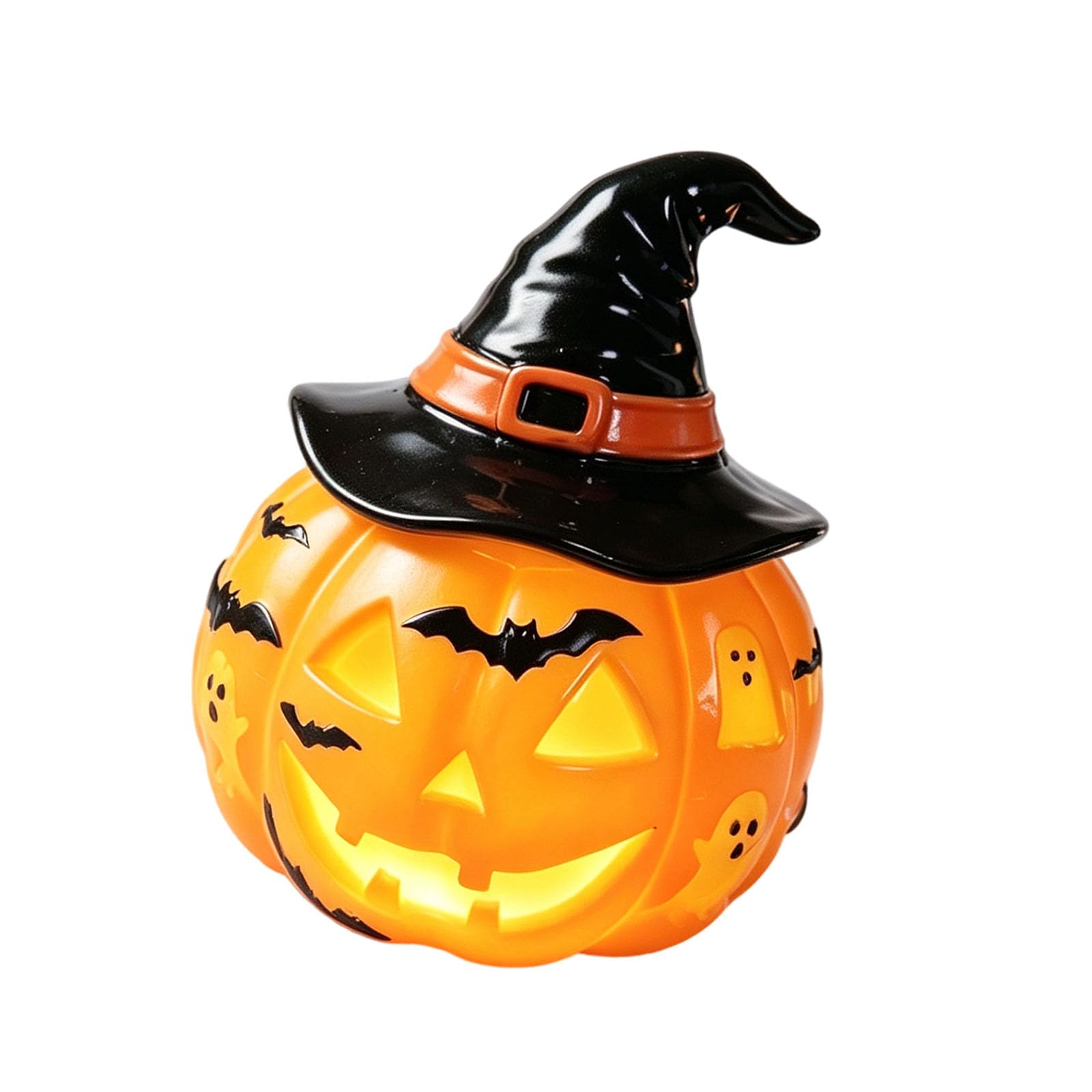 Pangboer Multicolor Halloween Pumpkin Table Lamp, Usb Powered Resin Decor Light, Warm Glow For Mantels, Shelves, Party Display Areas Centerpiece Resin Holiday Display Lamp Witch Hat Figurine