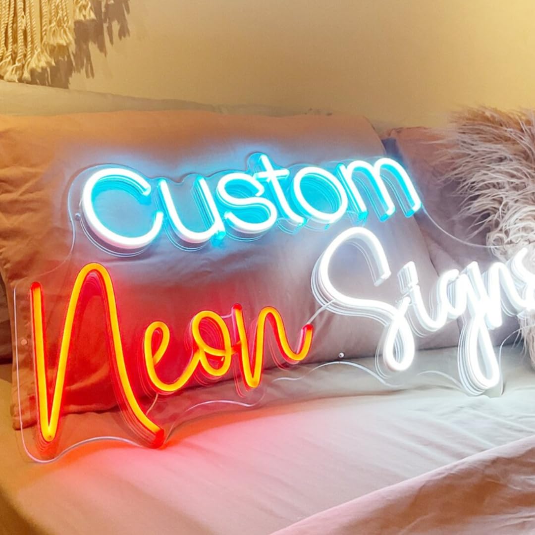Zookao Custom Neon Signs for Wall Decor,Design Your Own Neon Sign Customizable,Dimmable LED Neon Custom Name Sign for Wedding,Light Up Name Sign for Bedroom Business Logo