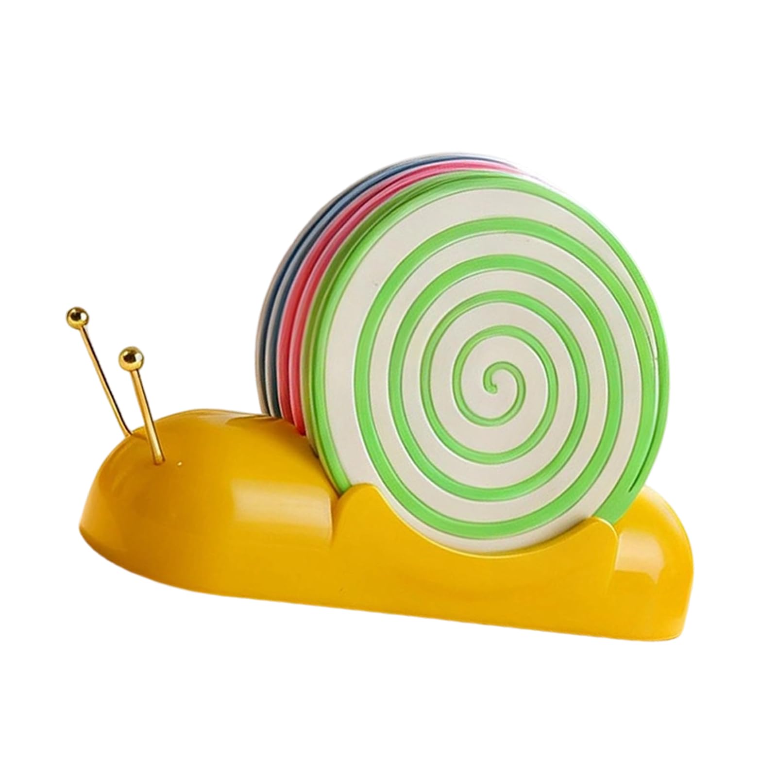 Xinsheinelry Snail Silicone Coasters Set with 6 Nonslip Pads for Drinks Home ABS Snail Themed Cup Coasters Sturdy Protective