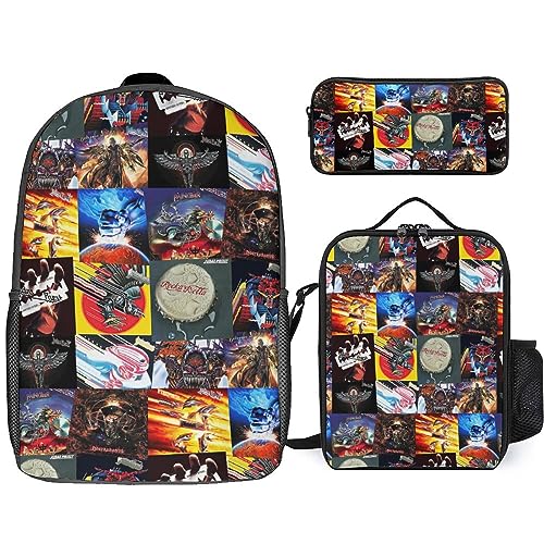 Judas Metal Band Priest Backpack Set 3 Pieces Multifunctional Unisex Book Bags for Mans Classic Cute Daypacks-Travel Camping Backpacks Suitable for Laptop Office