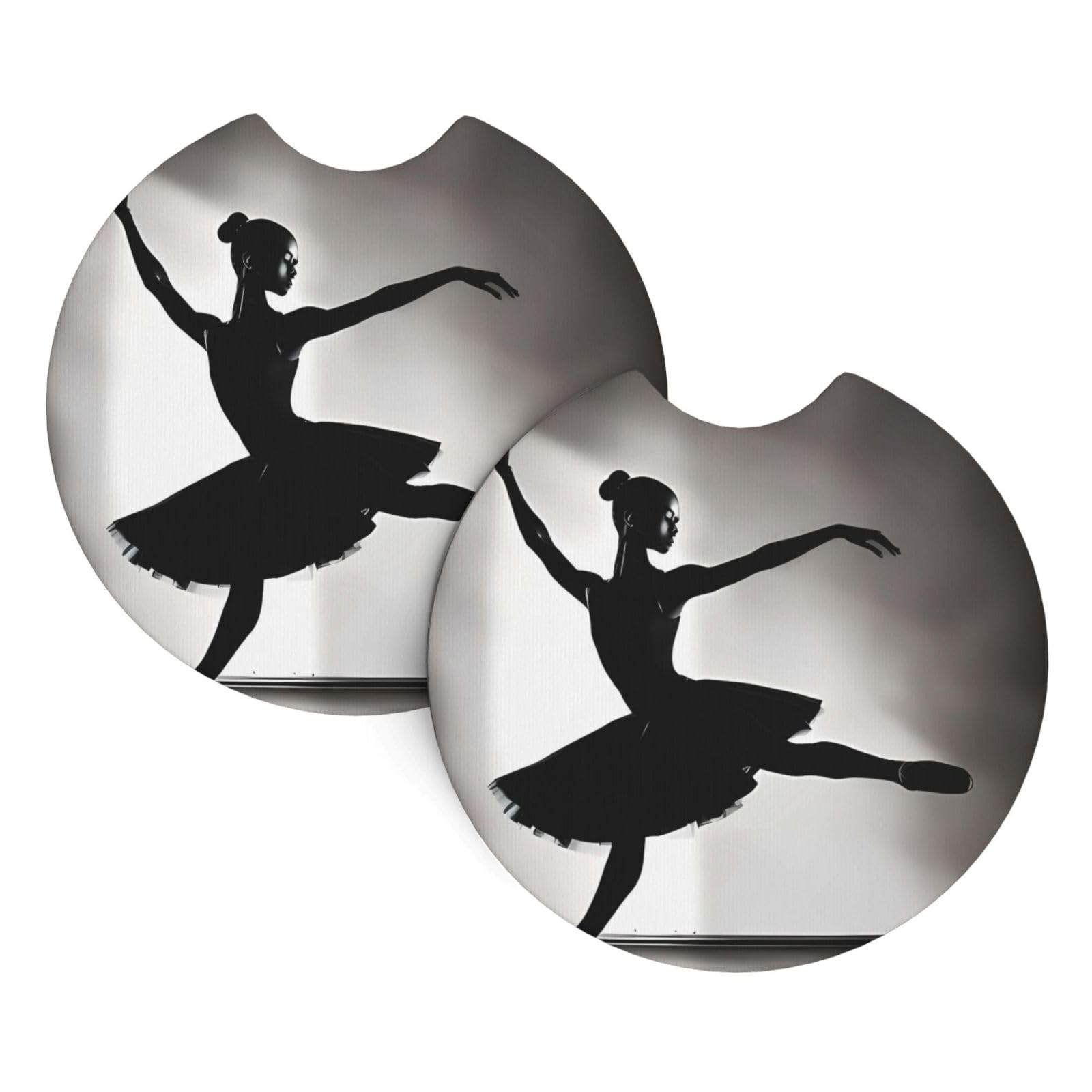 2 Pack Car Coaster for Cup Holders Ballerina Dance Car Cup Coaster 2.7" Neoprene Non-Slip Automotive Cup Mat Universal Auto Car Interior Accessories for Women Men Cup Pad