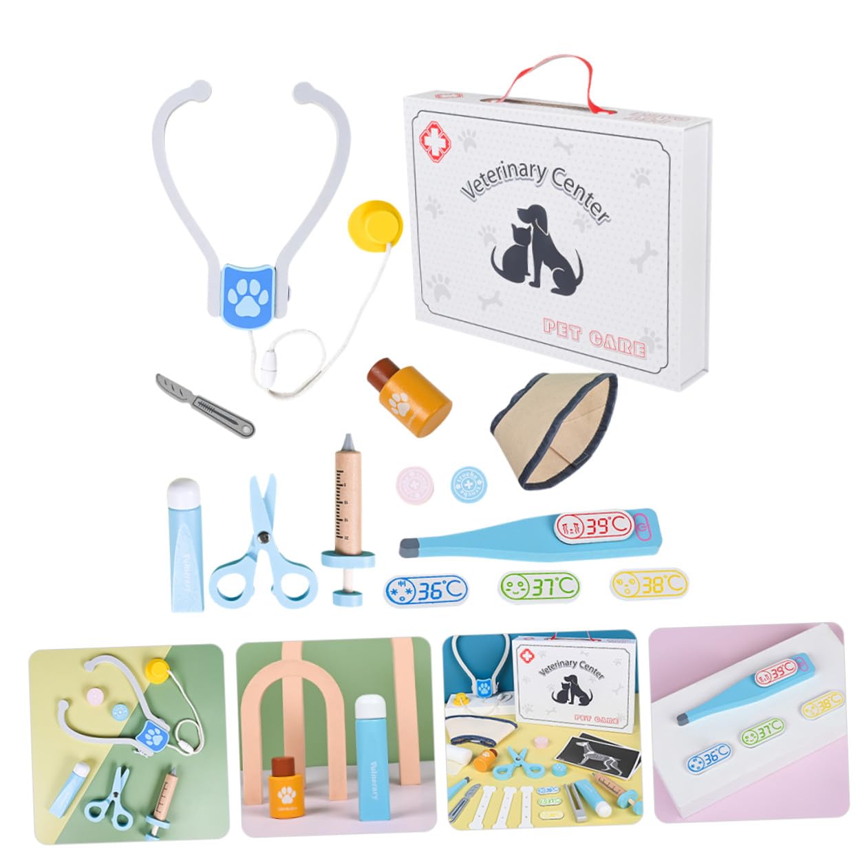 Hemobllo Set Gioco Medico in Legno per Ragazzo Ragazza, Kit Veterinario Sicuro e Funzionale, per Compleanni e Gioco di Ruolo Educativo per Ragazze e Ragazzi