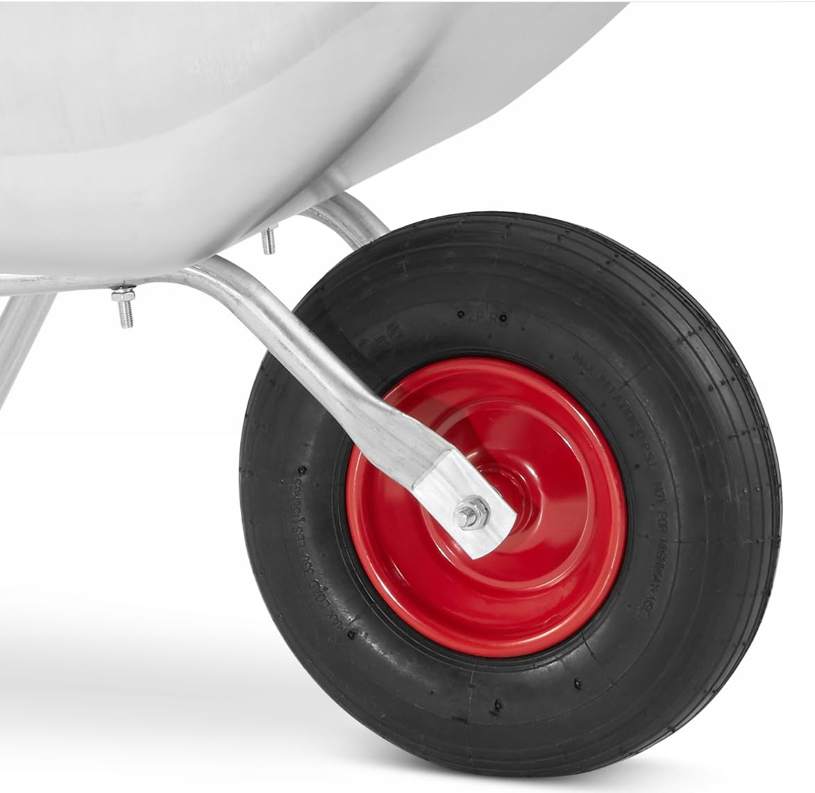Gartenschubkarre 120 Liter verzinkte Schubkarre mit 3.50-6 Luftreifen (Ø 31 cm) Rot/Silber