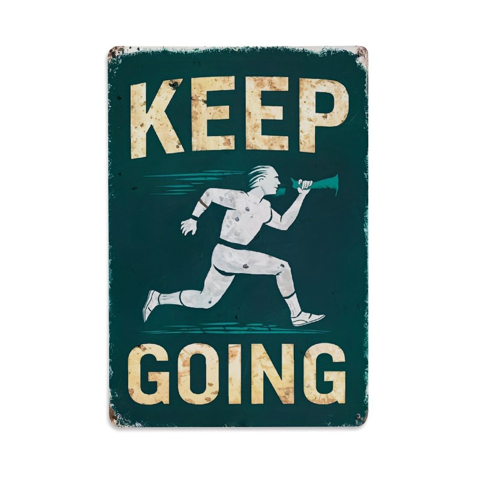 Jdfenggu Vintage Keep Going Runner Motivational Sign Retro Metal Tin Sign, Decor Art Poster For Bar, Home, Man Cave, Kitchen, Laundry Room Gift 8X12inch
