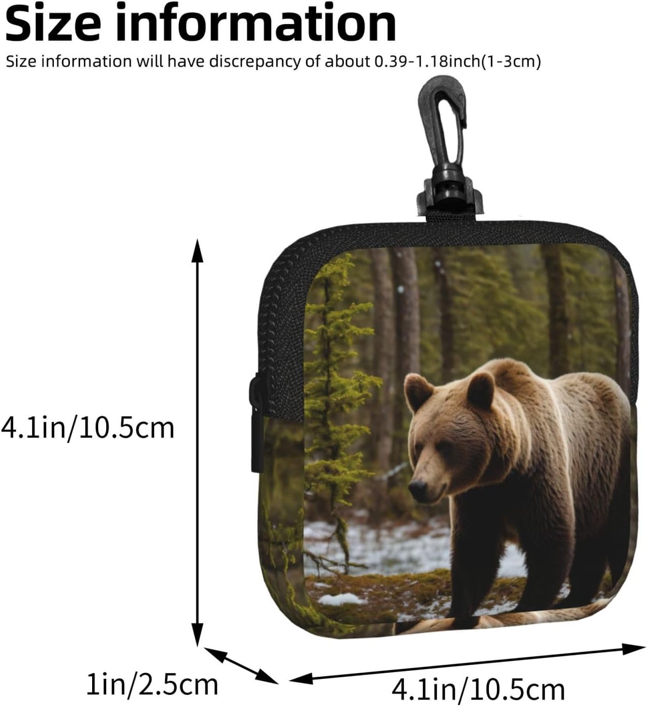 White Bear Brown Bear Print Versatile Square Storage Bag Travel Organizer Pouch Toiletry Home Office Gift image 3