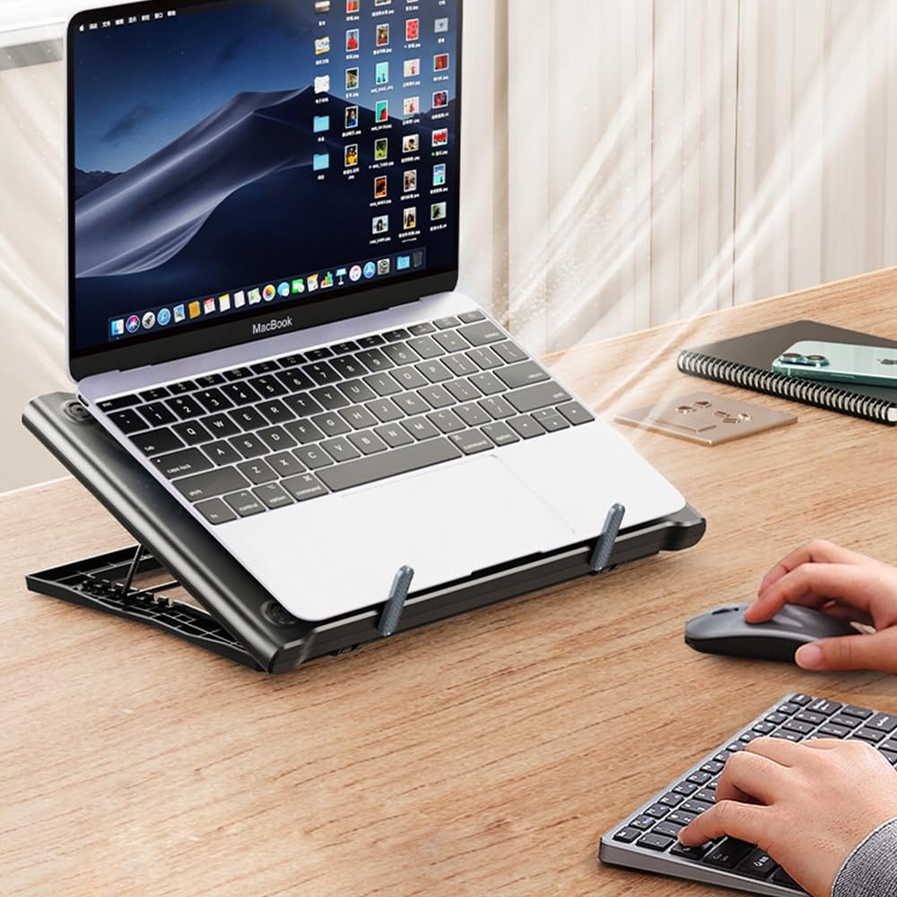 EXG C400 - 2 ventole, 6 livelli di inclinazione, funzionamento USB, per laptop fino a 17", silenzioso 23 dB, ABS e metallo