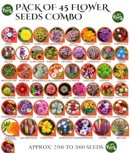 Image of All Season Flower Seeds Combo Pack for Home Garden - 45 Varieties, 2700+ Seeds for Balcony, Terrace & Outdoor Gardening | High Germination Mixed Flower Seeds Kit for All Seasons