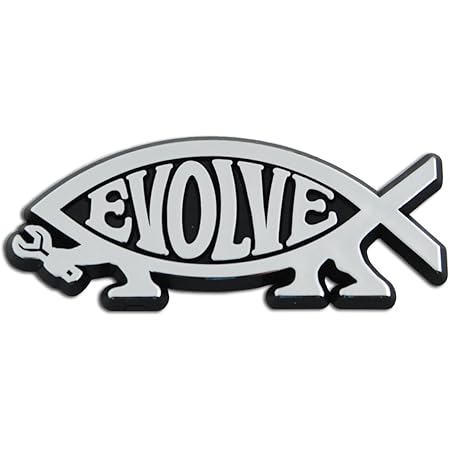 EvolveFish Plastic Auto Emblem - [Silver][5'' x 2'']