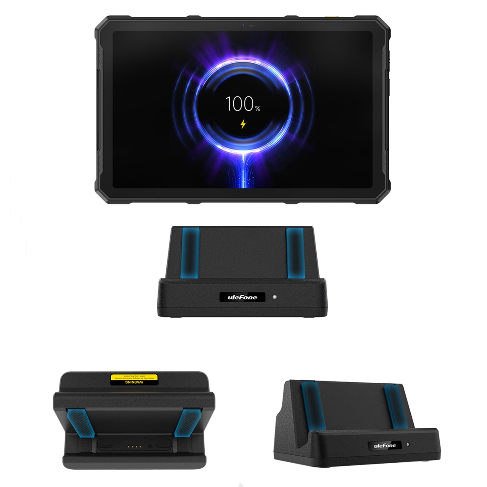 Ulefone Dock di Ricarica da Scrivania 10W, Ricarica, Doppia Uscita, Supporto Caricatore 2-in-1 con Connettore Pogo, per Armor Pad 4T/4 Ultra Tablet