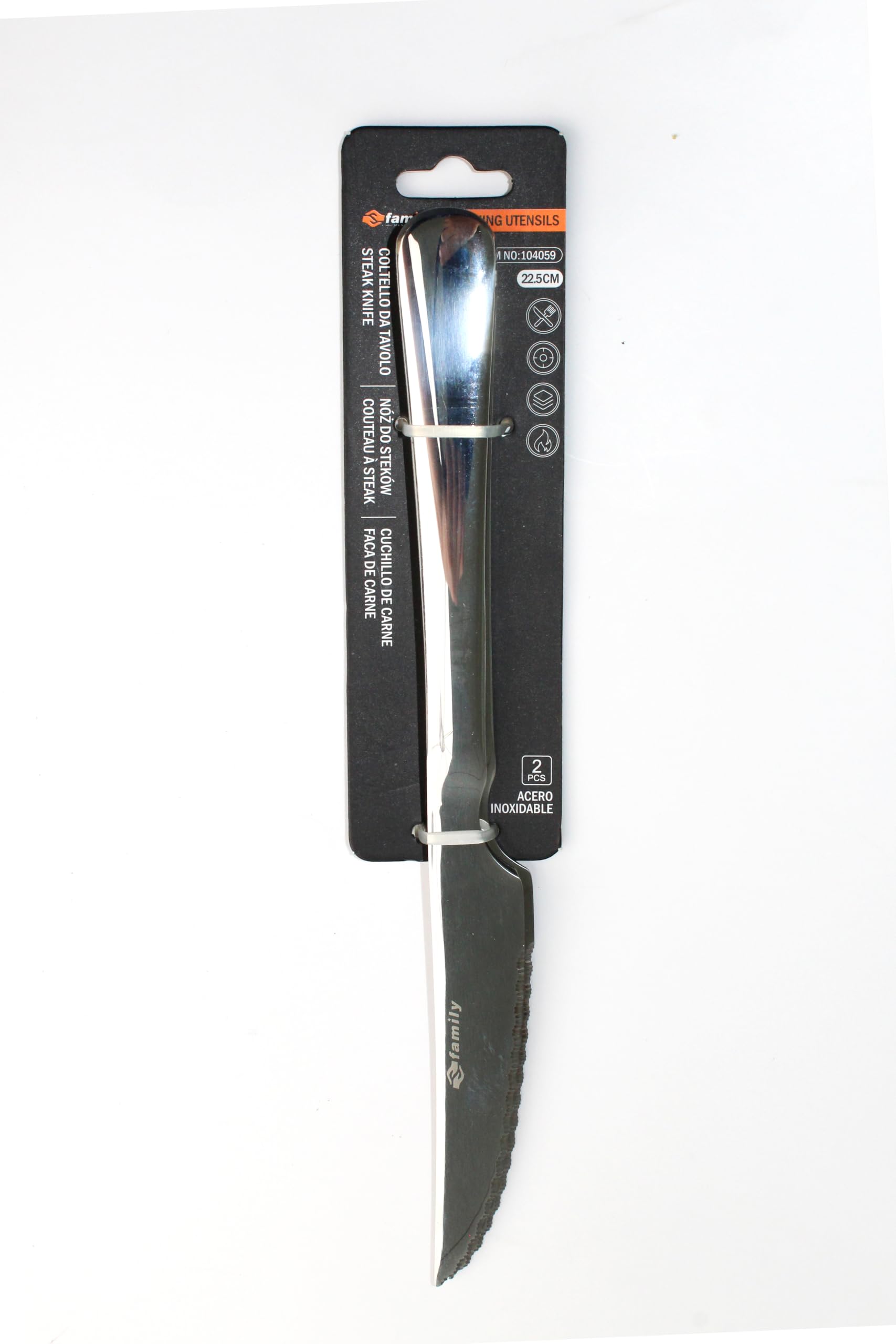 Cuchillo de Carne Acero Inoxidable 21.5x2CM FAMILY Pack 6 Cubiertos Hogar Restaurante