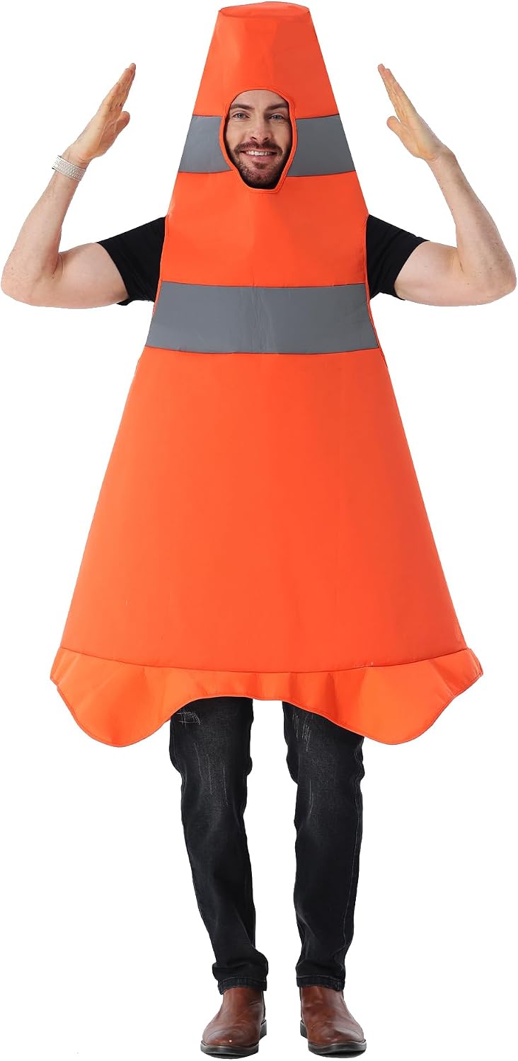Adults Traffic Cone Costume for Men, Orange