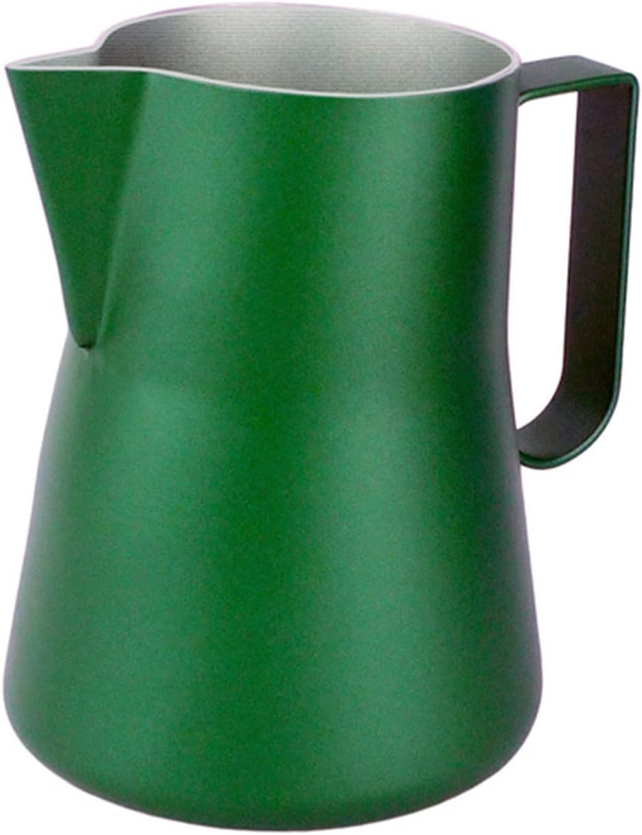 ミルクジャグ ステンレス鋼の水差し牛乳水差しマットマニュアルミルク泡立つコーヒーアクセサリー(緑,115x120x90mm)