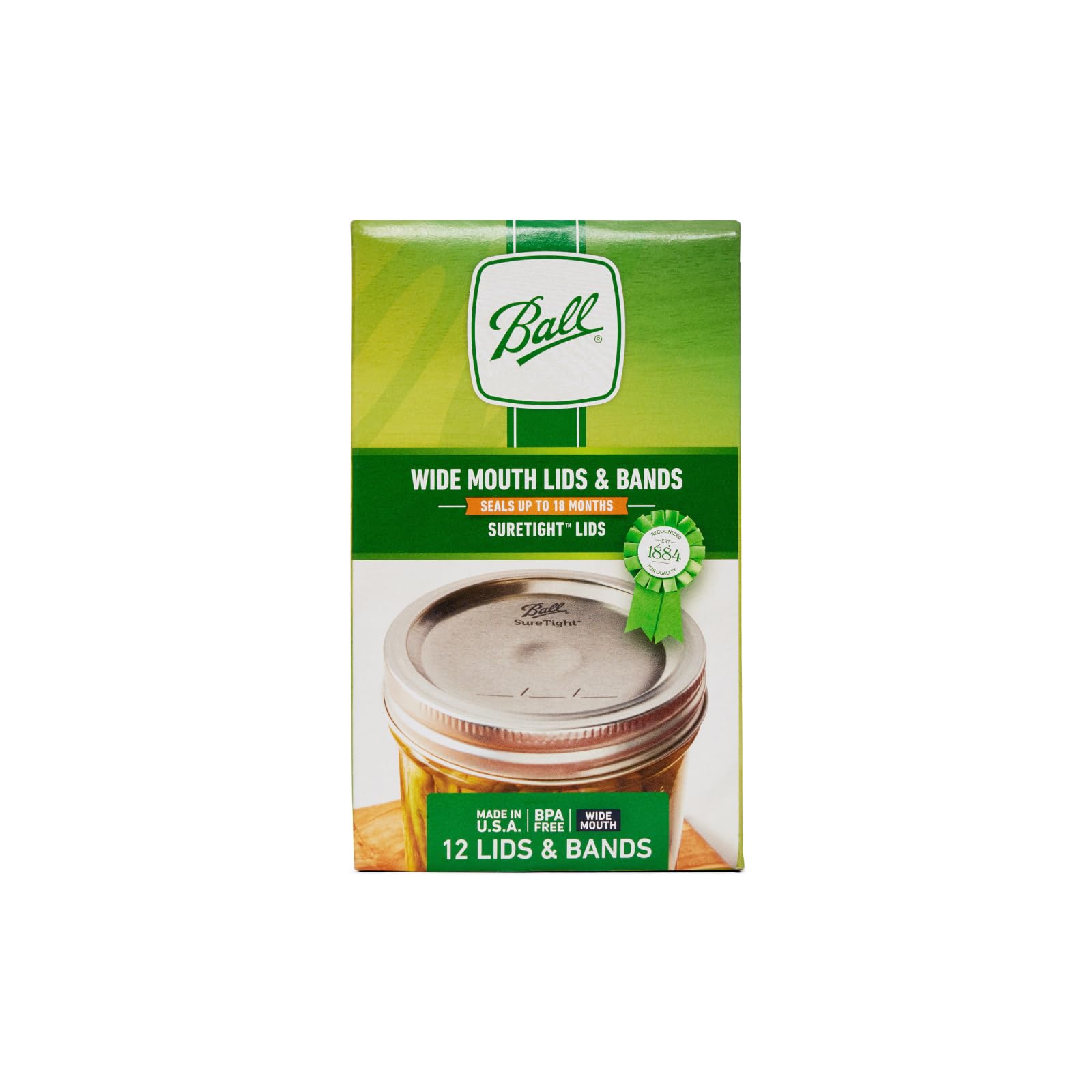 Ball Wide Mouth Lids and Ring Bands for Glass Mason Jars, Used for Canning, Pickling, Juice, Jam, Jelly 12-Count, Pack of 8 (96-Lids/Bands Total)