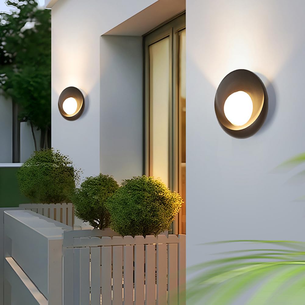 LED-owa kinkiet zewnętrzny, nowoczesna czarna kinkietowa lampa ścienna, okrągła, do wnętrz i na zewnątrz, dekoracyjne oświetlenie ścienne, wodoodporna IP65, lampa zewnętrzna w stylu retro